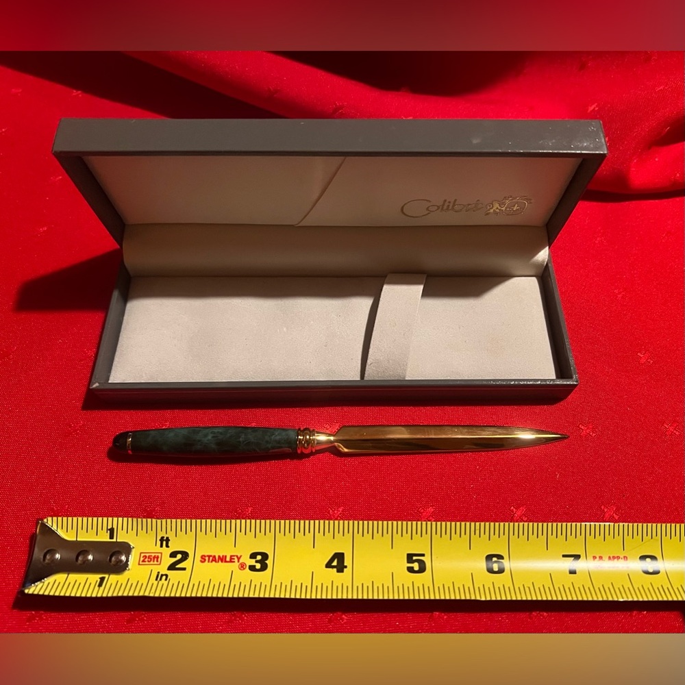 Colibri Vintage Green and Gold Letter Opener - Picture 2 of 3
